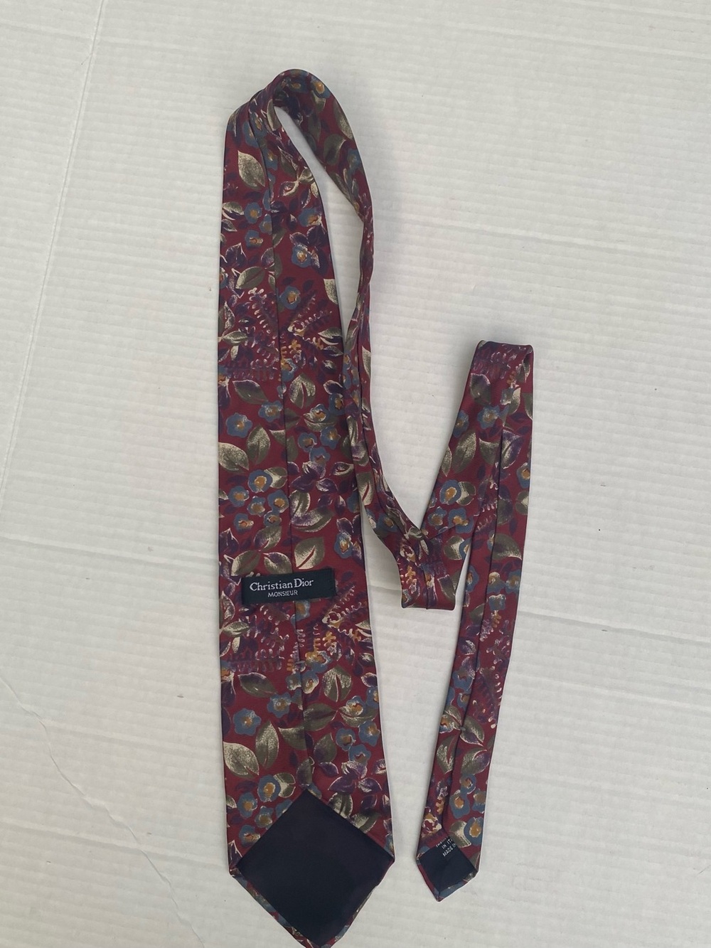 Dior Vintage Christian Dior Monsieur Silk Tie Burgundy Floral - Picture 10 of 15